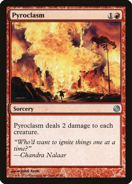 Pyroclasm trading card from Duel Decks: Heroes vs. Monsters Pyroclasm - Duel Decks: Heroes vs. Monsters Magic: The Gathering trading card