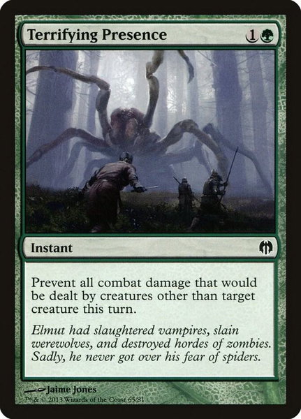 Terrifying Presence trading card from Duel Decks: Heroes vs. Monsters Terrifying Presence - Duel Decks: Heroes vs. Monsters Magic: The Gathering trading card