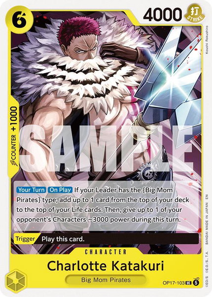 Charlotte Katakuri trading card from The World's Strongest Warriors Charlotte Katakuri - The World's Strongest Warriors One Piece trading card
