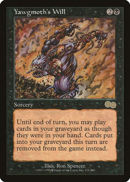 Yawgmoth's Will trading card from Urza's Saga Yawgmoth's Will - Urza's Saga Magic: The Gathering trading card