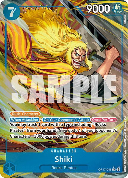 Shiki (048) (Alternate Art) trading card from The World's Strongest Warriors Shiki (048) (Alternate Art) - The World's Strongest Warriors One Piece trading card