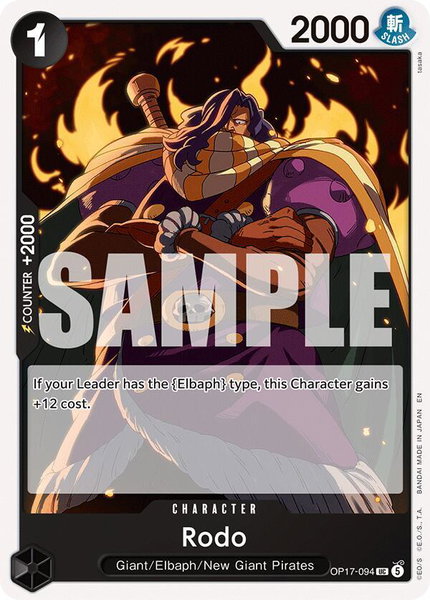 Rodo trading card from The World's Strongest Warriors Rodo - The World's Strongest Warriors One Piece trading card
