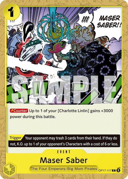Maser Saber trading card from The World's Strongest Warriors Maser Saber - The World's Strongest Warriors One Piece trading card