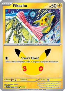 Pikachu - 032/128 - ME: 30th Celebration (30C) #032/128 - Pikachu Rare Pokémon Trading Card