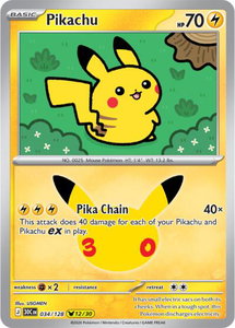 Pikachu - 034/128 - ME: 30th Celebration (30C) #034/128 - Pikachu Rare Pokémon Trading Card