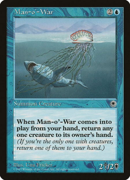 Man-o'-War trading card from Portal Man-o'-War - Portal Magic: The Gathering trading card