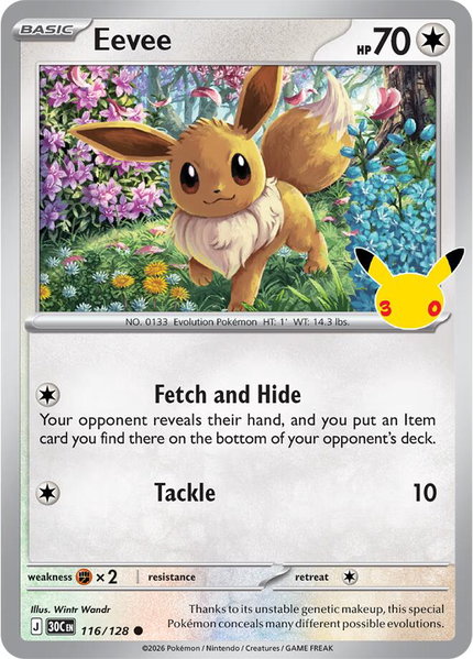 Eevee - 116/128 - ME: 30th Celebration Pokémon trading card