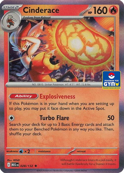 Cinderace - 028/132 (GYM) - Southeast Asia Exclusives Pokémon trading card