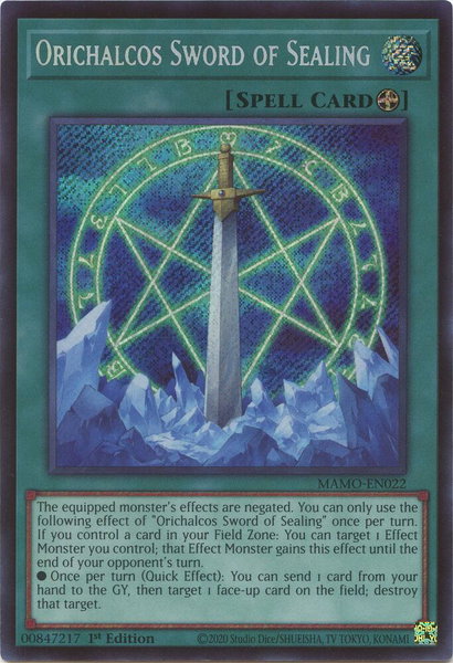 Orichalcos Sword of Sealing (Secret Rare) - Magnificent Monsters YuGiOh trading card