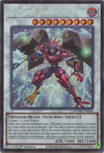 Assault Blackwing - Kusanagi the Gathering Storm (Secret Rare) - Magnificent Monsters YuGiOh trading card