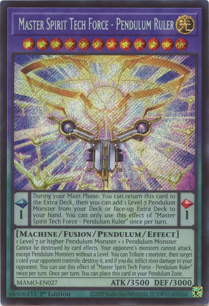 Master Spirit Tech Force - Pendulum Ruler  (Secret Rare) - Magnificent Monsters YuGiOh trading card