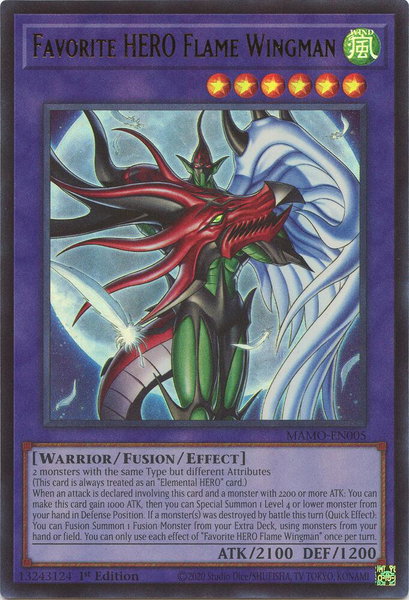 Favorite HERO Flame Wingman - Magnificent Monsters YuGiOh trading card