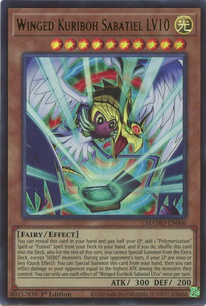 Winged Kuriboh Sabatiel LV10 - Magnificent Monsters YuGiOh trading card