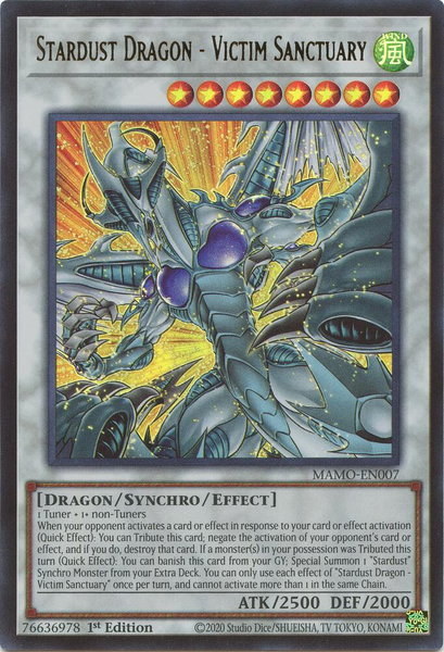 Stardust Dragon - Victim Sanctuary trading card from Magnificent Monsters Stardust Dragon - Victim Sanctuary - Magnificent Monsters YuGiOh trading card