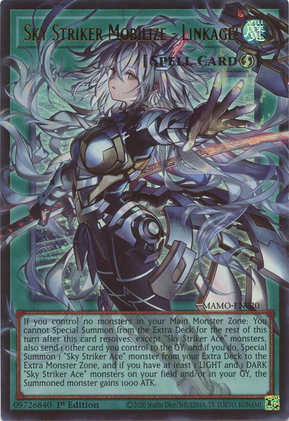 Sky Striker Mobilize - Linkage! (Extended Art) trading card from Magnificent Monsters Sky Striker Mobilize - Linkage! (Extended Art) - Magnificent Monsters YuGiOh trading card