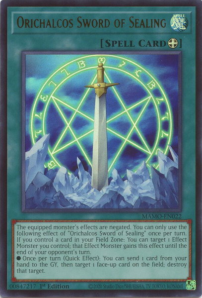 Orichalcos Sword of Sealing - Magnificent Monsters YuGiOh trading card