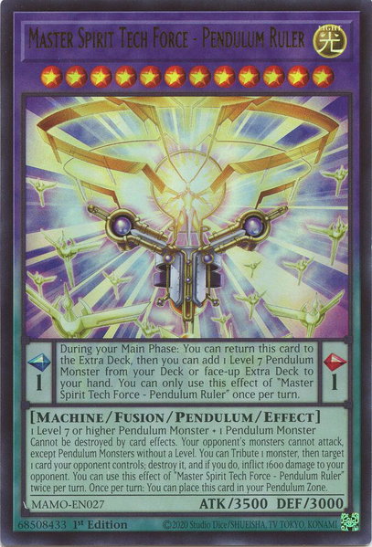 Master Spirit Tech Force - Pendulum Ruler trading card from Magnificent Monsters Master Spirit Tech Force - Pendulum Ruler - Magnificent Monsters YuGiOh trading card