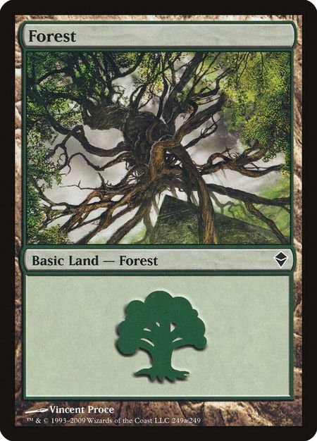 Forest (249a) trading card from Zendikar Forest (249a) - Zendikar Magic: The Gathering trading card
