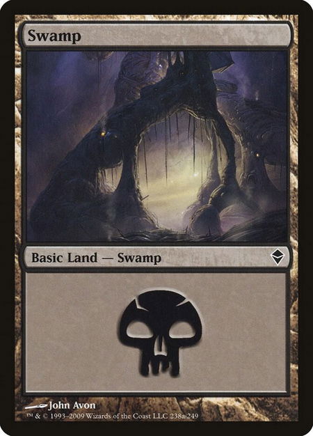 Swamp (238a) trading card from Zendikar Swamp (238a) - Zendikar Magic: The Gathering trading card