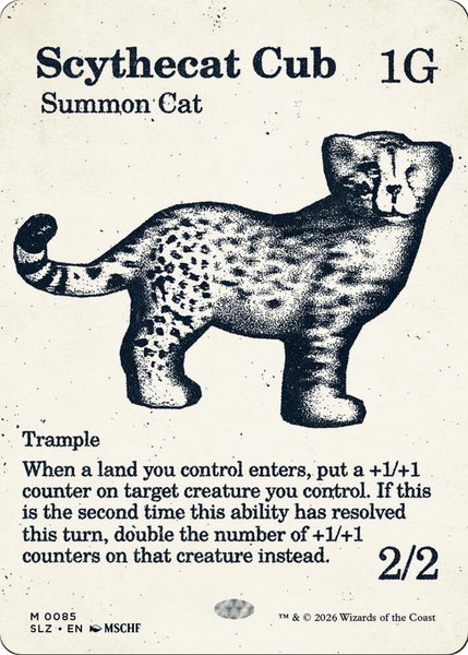 Scythecat Cub (0085) - Secret Lair x MSCHF: The Zeta Set Magic: The Gathering trading card