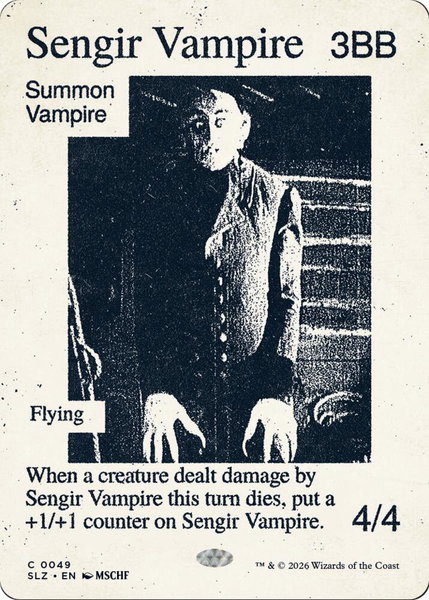 Sengir Vampire (0049) trading card from Secret Lair x MSCHF: The Zeta Set Sengir Vampire (0049) - Secret Lair x MSCHF: The Zeta Set Magic: The Gathering trading card