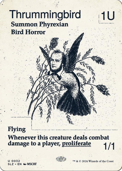 Thrummingbird (0032) trading card from Secret Lair x MSCHF: The Zeta Set Thrummingbird (0032) - Secret Lair x MSCHF: The Zeta Set Magic: The Gathering trading card