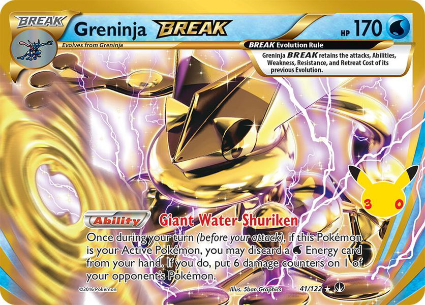 Greninja BREAK trading card from ME: 30th Celebration Classic Collection Greninja BREAK - ME: 30th Celebration Classic Collection Pokémon trading card