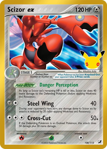 Scizor ex trading card from ME: 30th Celebration Classic Collection Scizor ex - ME: 30th Celebration Classic Collection Pokémon trading card