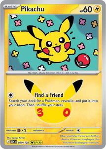 Pikachu - 029/128 - ME: 30th Celebration (30C) #029/128 - Pikachu Rare Pokémon Trading Card