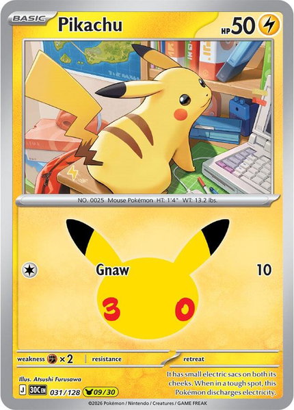 Pikachu - 031/128 - ME: 30th Celebration Pokémon trading card