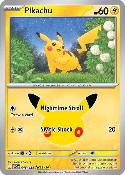 Pikachu - 045/128 - ME: 30th Celebration Pokémon trading card