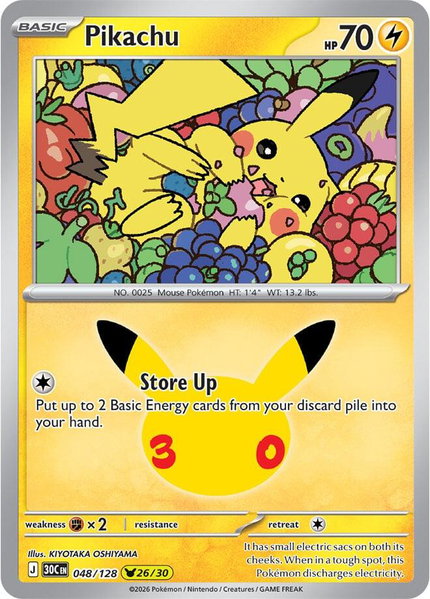 Pikachu - 048/128 - ME: 30th Celebration Pokémon trading card