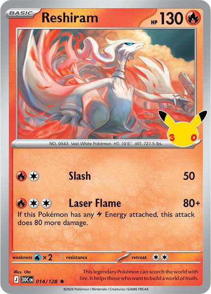 Reshiram - ME: 30th Celebration Pokémon trading card