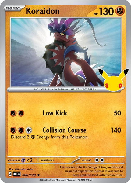 Koraidon trading card from ME: 30th Celebration Koraidon - ME: 30th Celebration Pokémon trading card