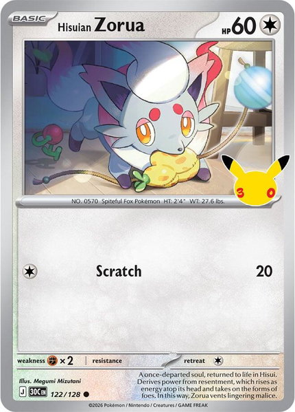 Hisuian Zorua - 122/128 - ME: 30th Celebration Pokémon trading card