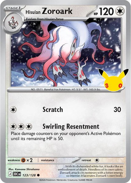 Hisuian Zoroark - ME: 30th Celebration Pokémon trading card