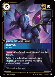 Kai'Sa, Rebel - Radiance (RAD) #063/167 - Rare Riftbound Trading Card