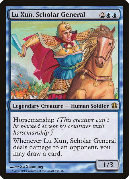 Lu Xun, Scholar General trading card from Commander 2013 Lu Xun, Scholar General - Commander 2013 Magic: The Gathering trading card