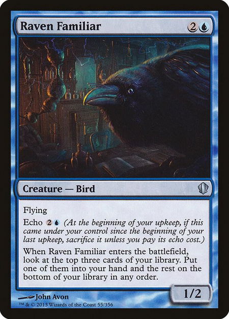 Raven Familiar trading card from Commander 2013 Raven Familiar - Commander 2013 Magic: The Gathering trading card