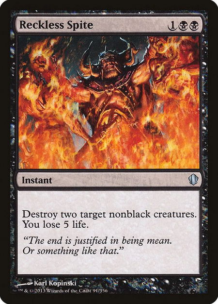 Reckless Spite trading card from Commander 2013 Reckless Spite - Commander 2013 Magic: The Gathering trading card