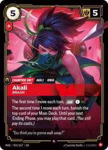 Akali, Brash - Radiance (RAD) #015/167 - Rare Riftbound Trading Card