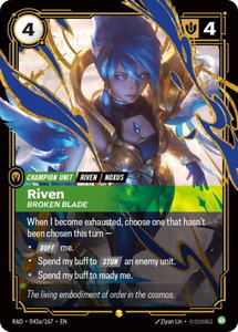 Riven, Broken Blade (Alternate Art) - Radiance (RAD) #043a/167 - Showcase Riftbound Trading Card