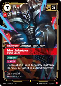 Mordekaiser, Twice Slain (Alternate Art) - Radiance (RAD) #020a/167 - Showcase Riftbound Trading Card