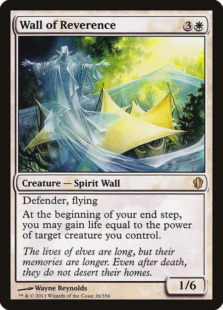 Wall of Reverence trading card from Commander 2013 Wall of Reverence - Commander 2013 Magic: The Gathering trading card