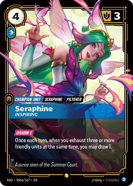 Seraphine, Inspiring (Alternate Art) trading card from Radiance Seraphine, Inspiring (Alternate Art) - Radiance Riftbound trading card