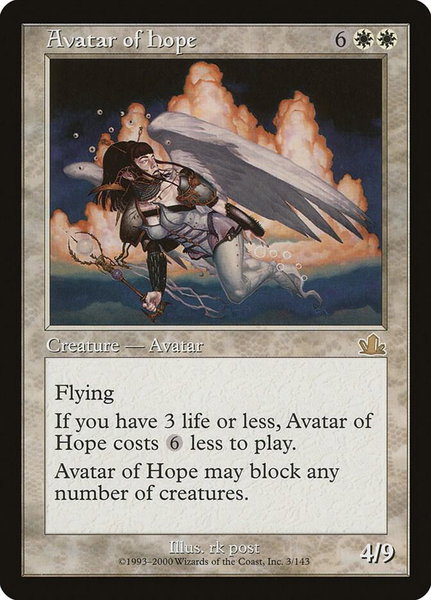 Avatar of Hope trading card from Prophecy Avatar of Hope - Prophecy Magic: The Gathering trading card