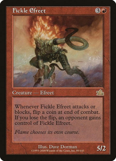 Fickle Efreet - Prophecy Magic: The Gathering trading card