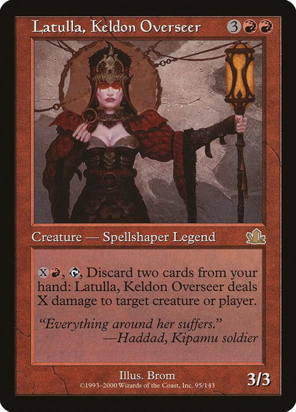 Latulla, Keldon Overseer trading card from Prophecy Latulla, Keldon Overseer - Prophecy Magic: The Gathering trading card