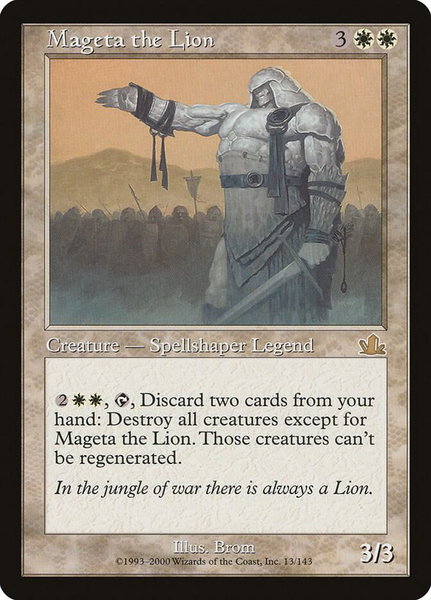 Mageta the Lion trading card from Prophecy Mageta the Lion - Prophecy Magic: The Gathering trading card