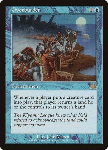 Overburden trading card from Prophecy Overburden - Prophecy Magic: The Gathering trading card